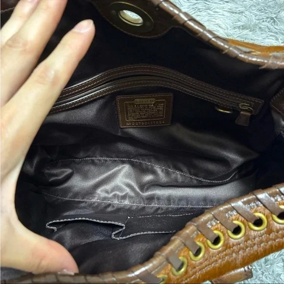 Coach Rare Limited Chelsea Abbey Calf Hair Satchel Brown Leather Laced Bag - Picture 5 of 14